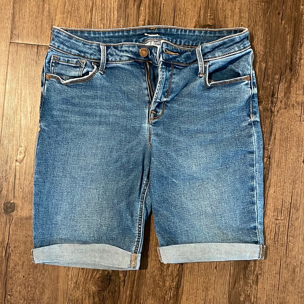 Mid-Waisted O.G. Straight Fold off Jean Shorts For Women -- 7-inch